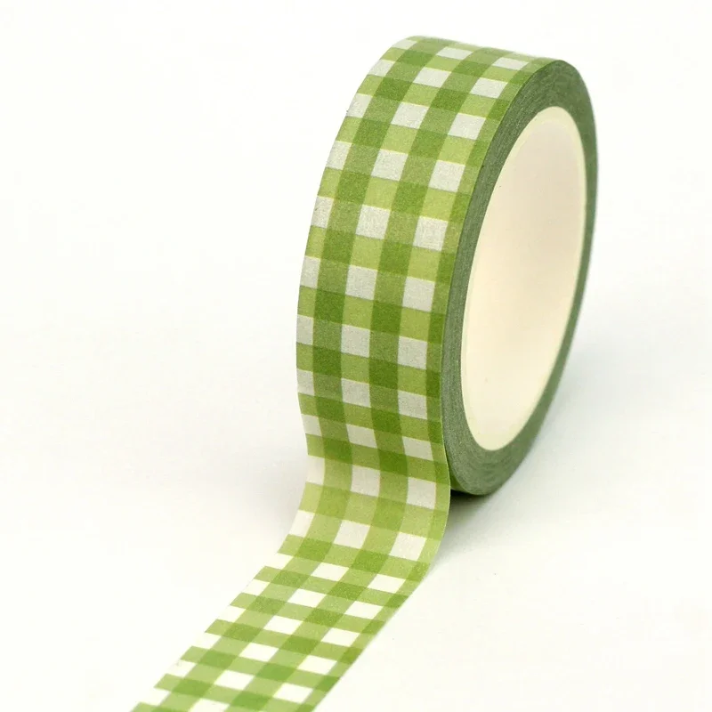 2025 NEW 1PC 10M Deco Beautiful Green Plaid Washi Tapefor Scrapbooking Journaling Adhesive Masking Tape Cute Stationary