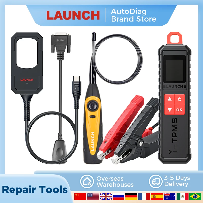 LAUNCH Car Repair Tools Collections i-TPMS Tire Pressure Inspection Tool, BST360 Car Battery Tester, VSP600 Video Endoscope