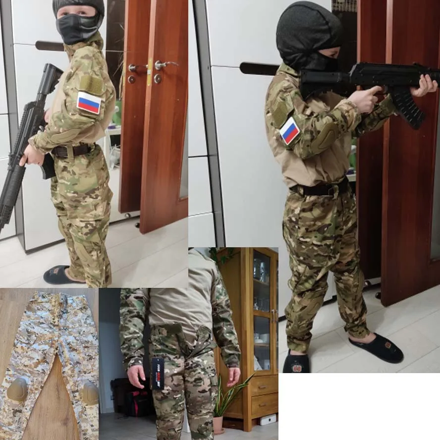 Kids Scouting Uniforms Tactical Suits Boys T-shirt Hunting Pants Set Camo Combat Airsoft Uniform Kid Special Climbing Suit