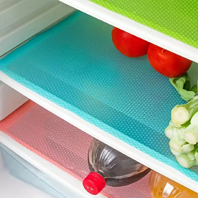 4 Pcs Washable Refrigerator Mats, Shelf Liners for Fridge & Freezer Glass Shelves, Kitchen & Hotel Use