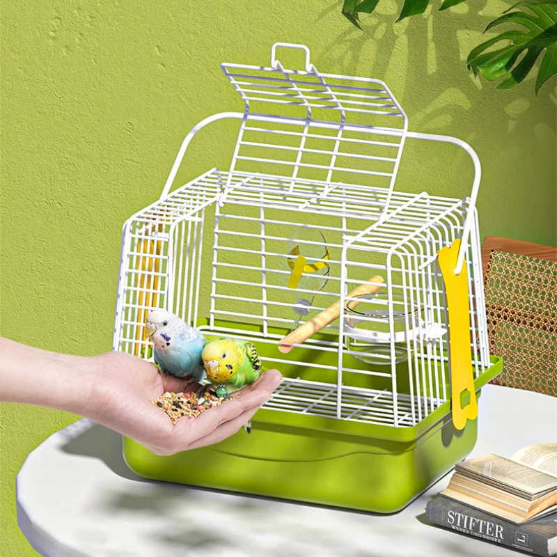 1PC Portable Bird Cage with Standing Pole Food Cup S/L Bird Carrying Supplies Bird Transport Cage Parrot Outdoor Travel Cages