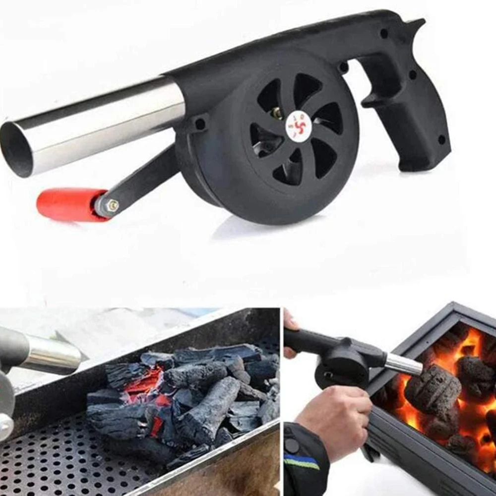 Hand-cranked Air Blower Barbecue Fan Mini Portable BBQ Grill Fire Bellows Picnic Camping Accessories Outdoor Hand Tools