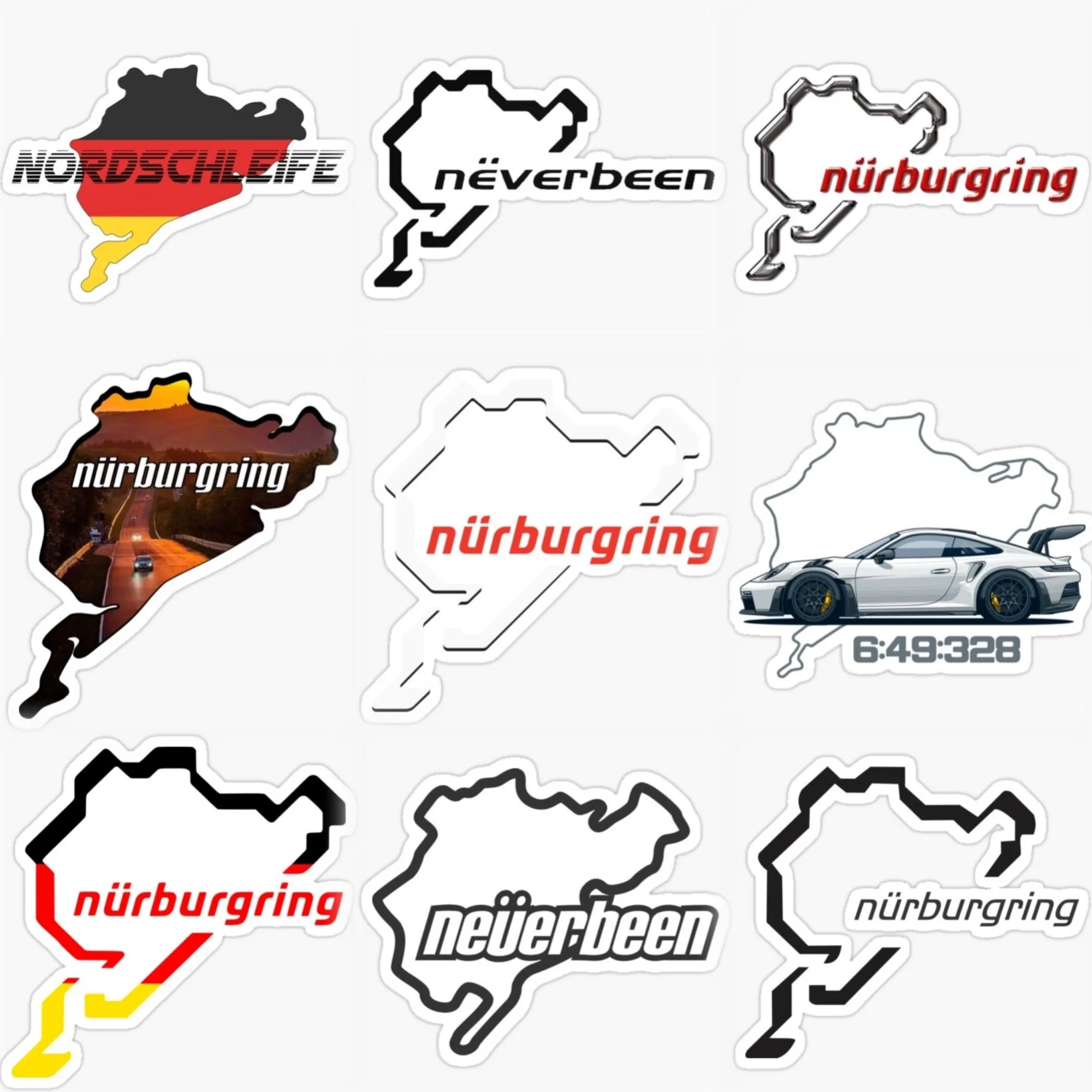 German Nurburgring Circuit Creative PVC waterproof car Sticker for Decorate Car motorcycle racing wall helmet Decal Accessories
