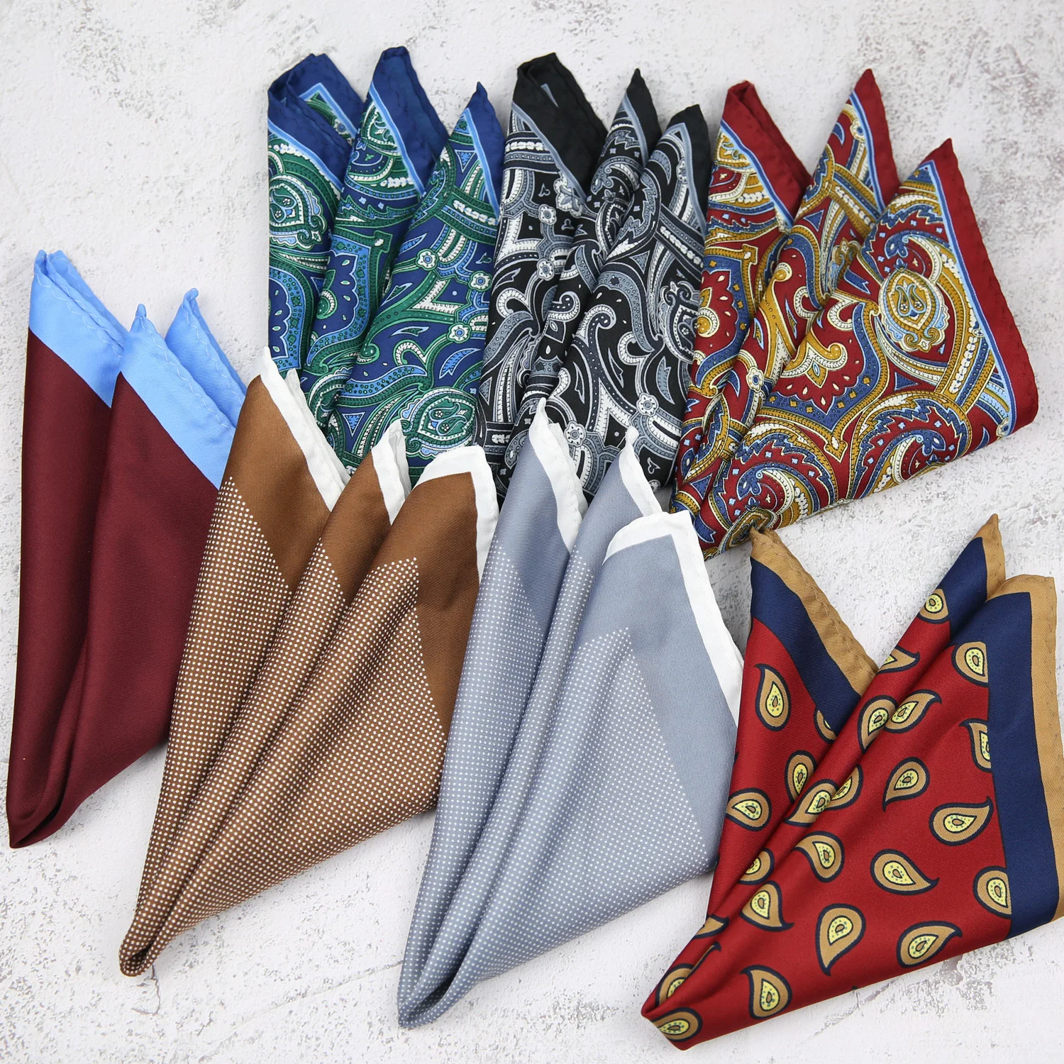 Linbaiway Pocket Square Hanky for Men's Paisley Floral Printed Handkerchiefs Pocket Square Chest Towels for Party Hankies