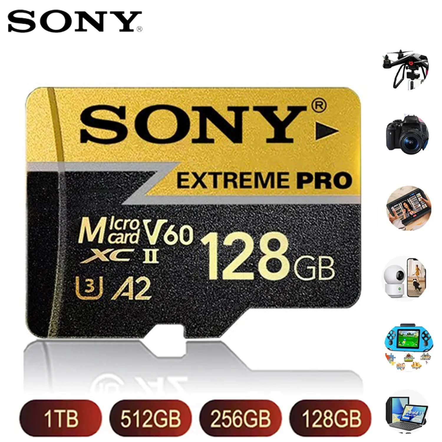 SONY U3 A2 Micro SD Card Memory Card High Speed Class10 TF Flash Card 1024GB 128GB 64GB For Phone Camera 100% Original SD Card