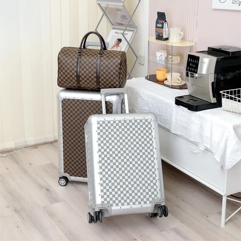 Business All Aluminum Magnesium Alloy Suitcase Luggage 20 Inch Boarding Travel Suitcase Universal Wheels