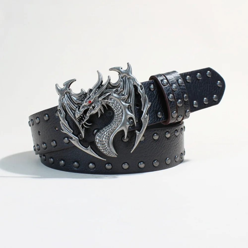 Gothic Y2K Women Men Belts Goth Ladies Hip hop Punk Rivet Skeleton Print Waist Belt Jeans Waistband