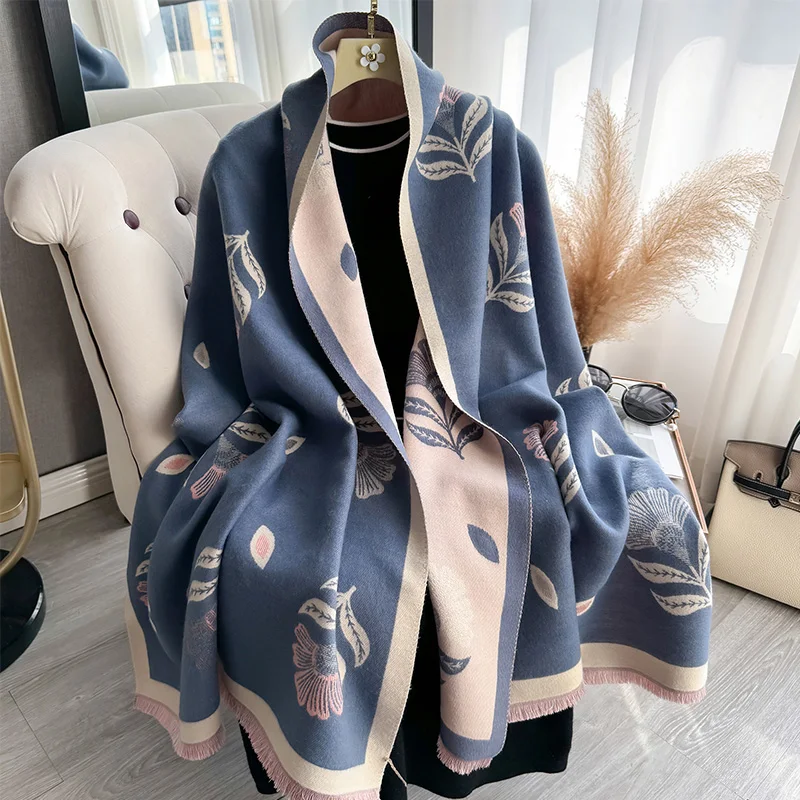 New Women Fashion Brand Fallen leaves Scarf Luxury Autumn Winter Warm Shawls Print Scarve Pashmina Mujer Femme Foulard Bufanda