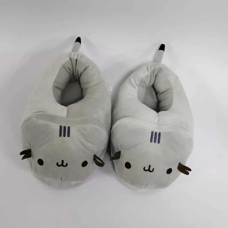 Cartoon Full Covered Cat Slippers Warm Winter Slides Soft Plush Doll Indoor Cute Anime Bedroom Shoes For Man Woman Home Use