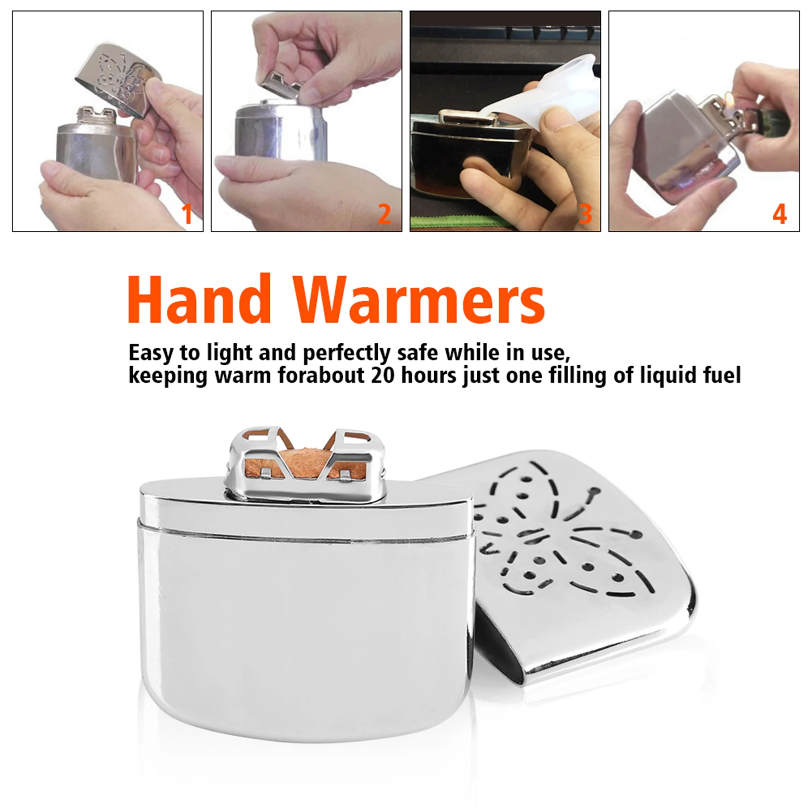 Zinc Alloy Portable Pocket Liquid Fuel Burner Hand Warmer Indoor Outdoor Small Heater
