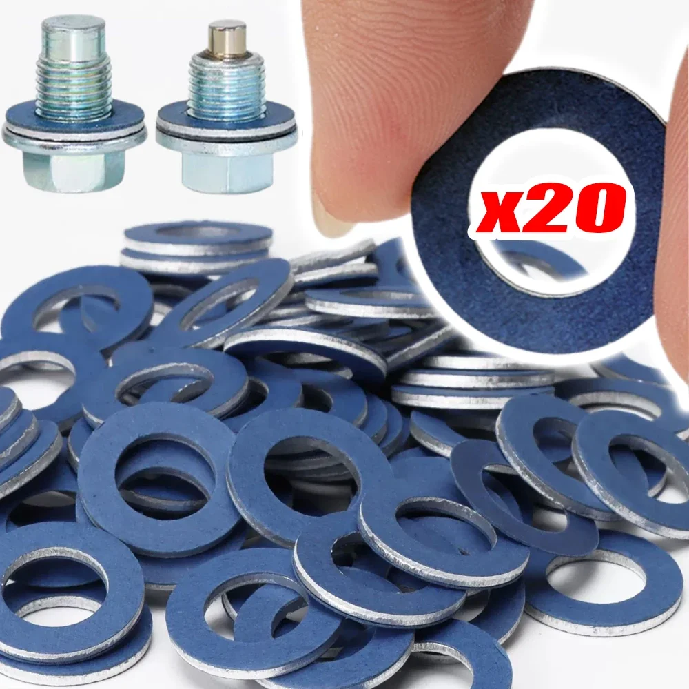20-1pcs Aluminum Oil Drain Plug Gasket 90430-12031 for Toyota Lexus Oil Pan Bolt Washer Engine Oil Pan Drain Screw Sealing Parts