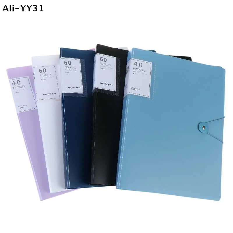 【YY3】1Pc 2026 PP Transparent 60/100 Pockets A4 File Insert Folder Waterproof Documents Papers School Office Stationery Supplies