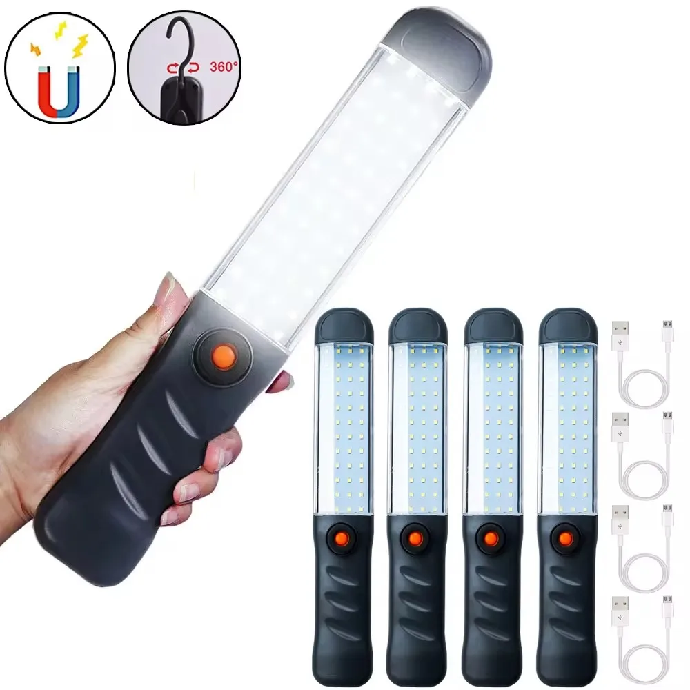 LED Handheld Flashlight Work Light USB Rechargeable Strong Light Lantern Torch Work Lamp with Magnet Hook Workshop Repair Lights