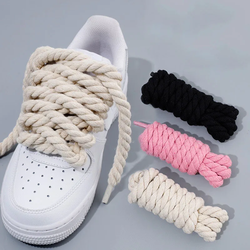 1Pair Round Thick Rope Laces Polyester Cotton High Quality Solid Color Laces 100/120/140/160cm Width Colorful Bold Shoelaces
