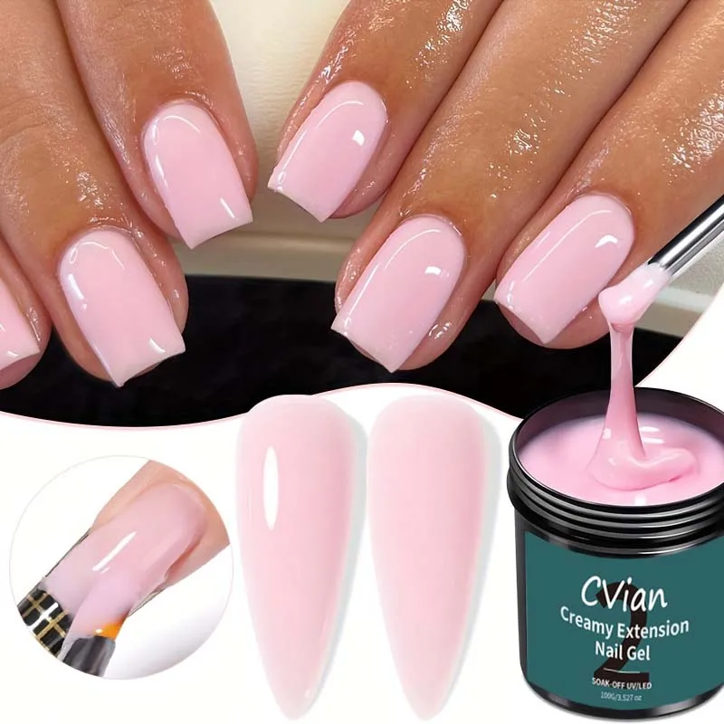 100G Creamy Extension Nail Gel in Pink, a Soak-Off Construction Gel for Camouflage And Hard Gel Nail Manicures.