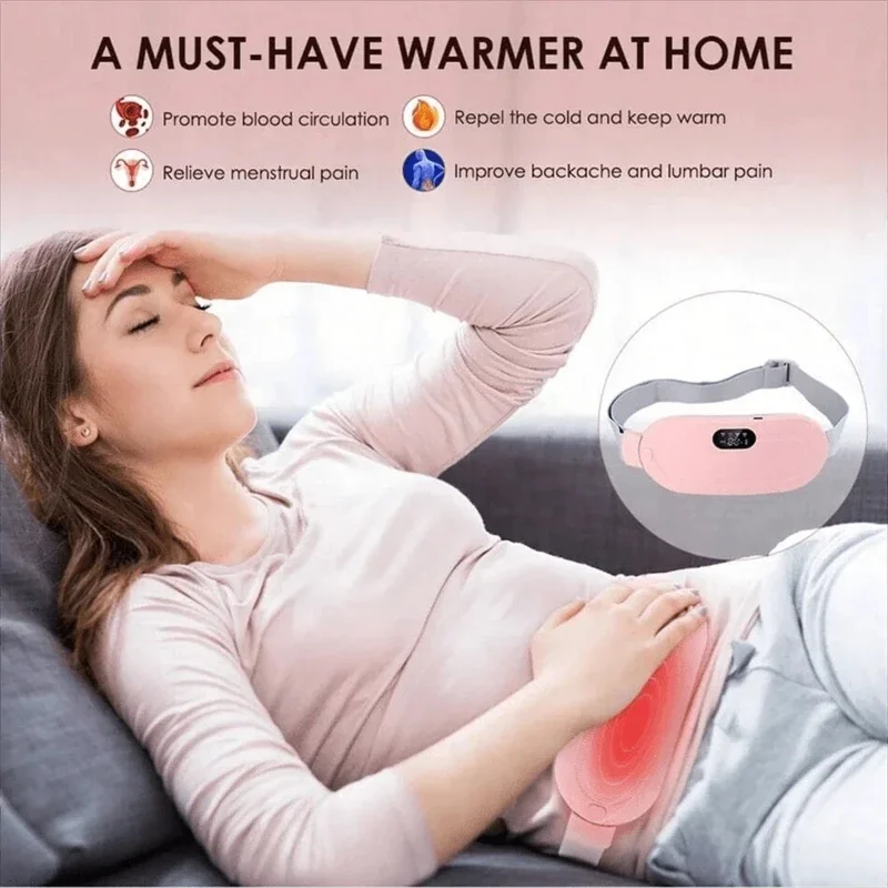 Electric Menstrual Heating Belt for Women Adjustable Waist Heating Pad Vibrator Menstrual Spasm Massager for Comfort Relief