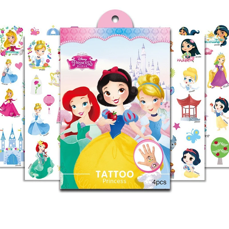 4pcs Disney Princess Elsa Tattoo Sticker Frozen Character Stitch Cartoon Children's Stickers Toy Christmas Gift