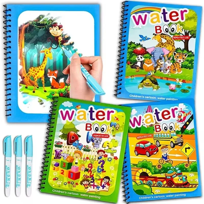 Drawing Coloring Books for Kids Magic Water Book with Pen 2 To 4 Years Old Children Learning Education Toy Baby Montessori Toys
