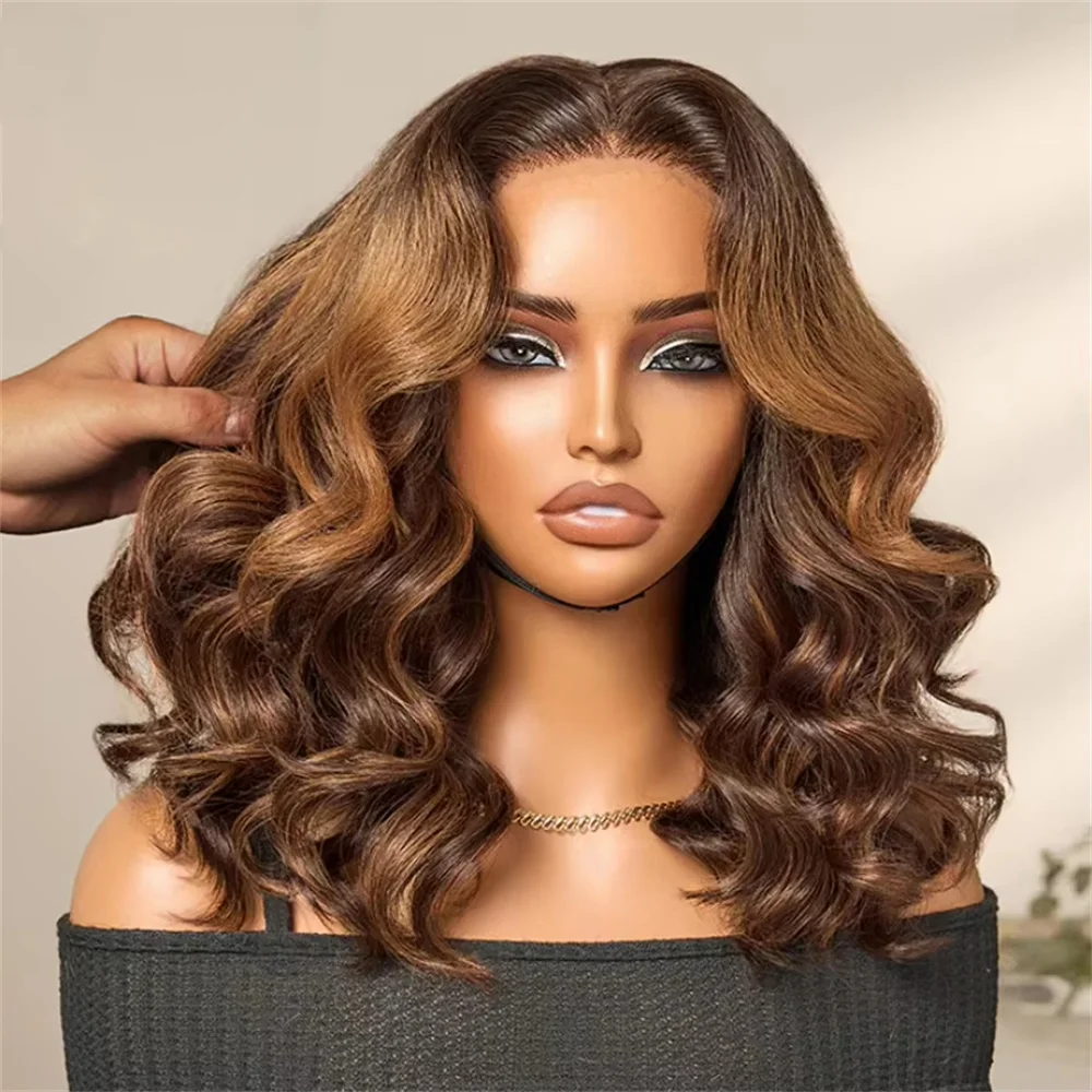 Highlight Body Wave Bob Wig Human Hair 13X4 Lace Front Human Hair Wigs Honey Blonde HD Transparent Lace Frontal Wig For Women