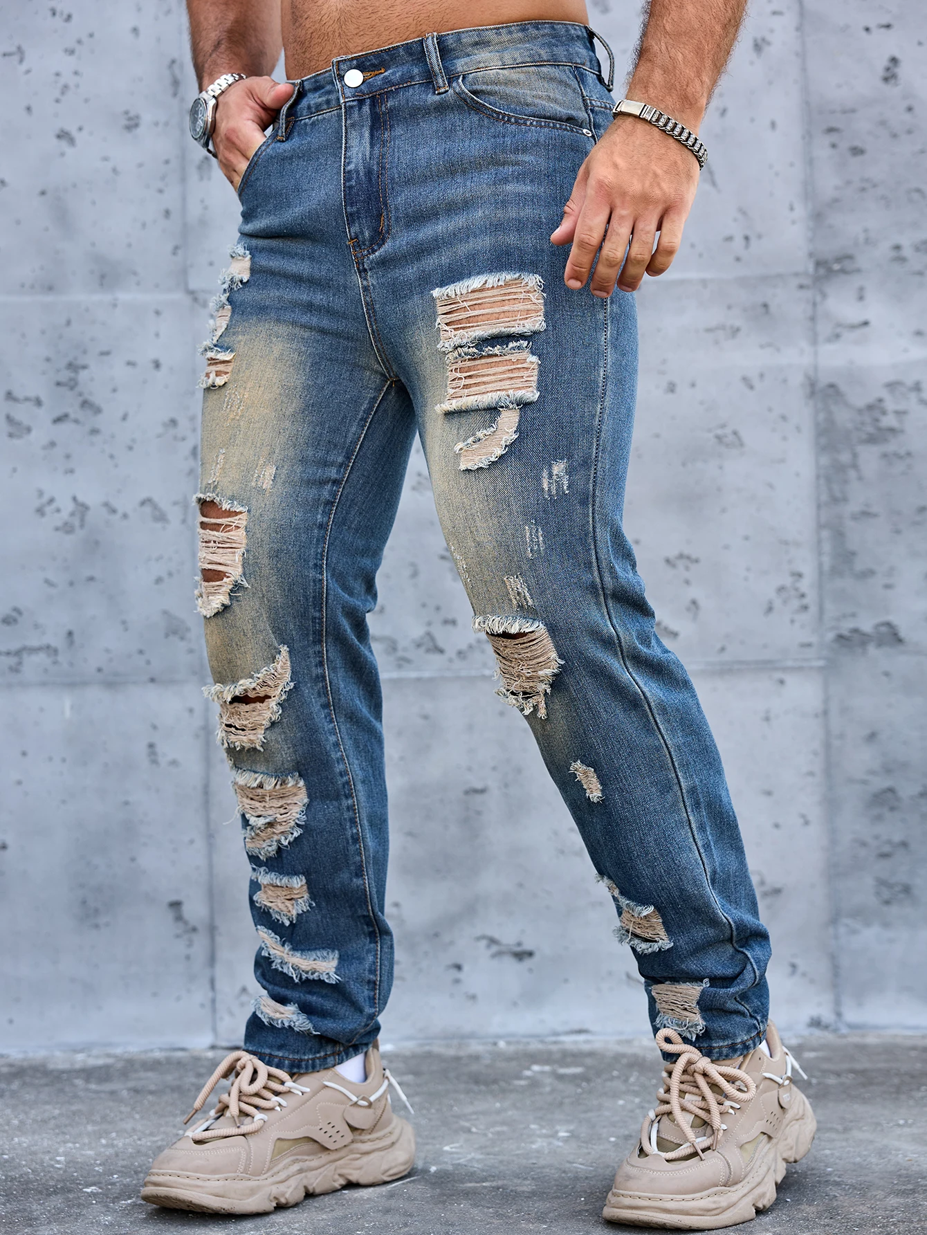 Men's Vintage Ripped Jeans