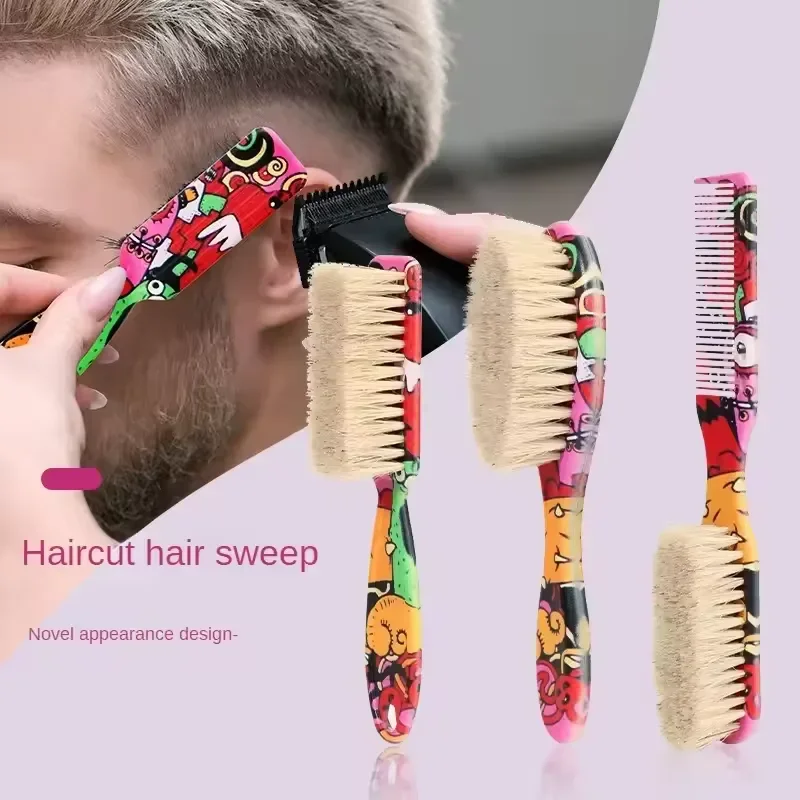 2 in1 Barber Brush for Men, Horse Hair Beard & Neck Duster, Massage Remove Broken Hair, Ultimate Grooming Styling Tool for Shine