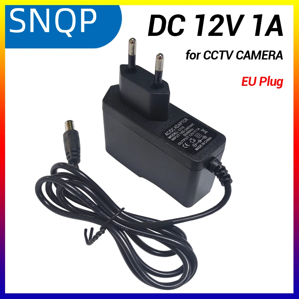 SNQP EU Plug AC DC Power Adapter Supply Charger for Security Surveillance CCTV Camera IP Monitor 100-240V 12V 1A(2.1mm*5.5mm)