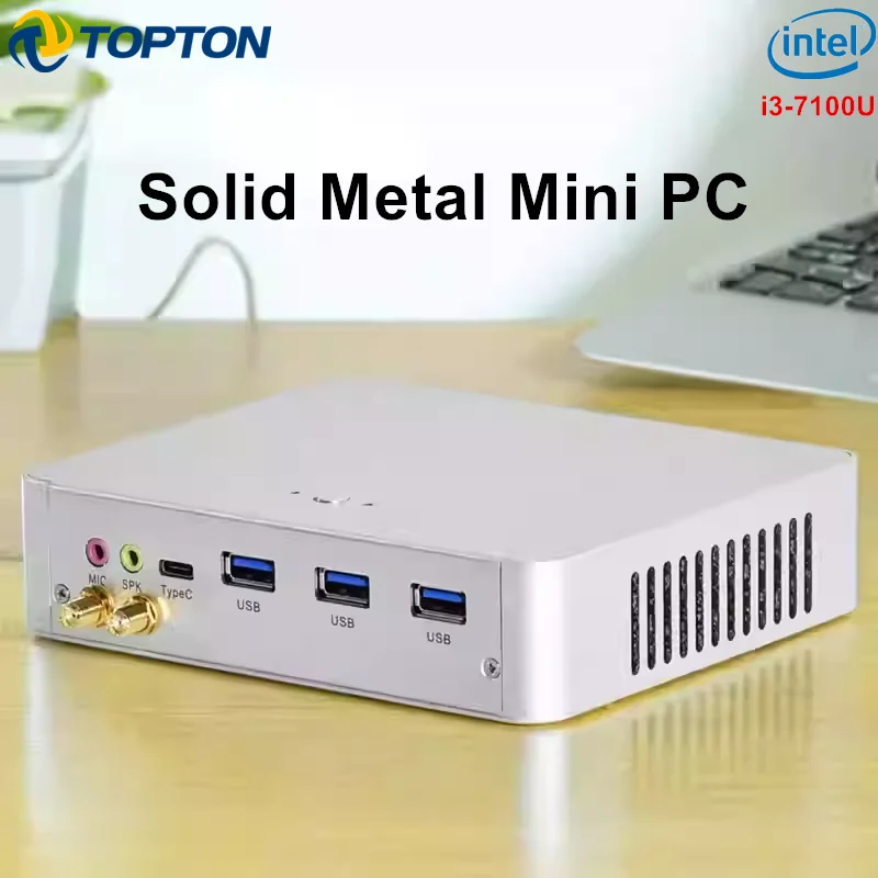 Topton F3 Solid Metal Mini PC Intel Core i3 7100U 2.4GHz DDR3L M.2 Barebone Desktop Micro Computer Type-C 5xUSB Dual Display