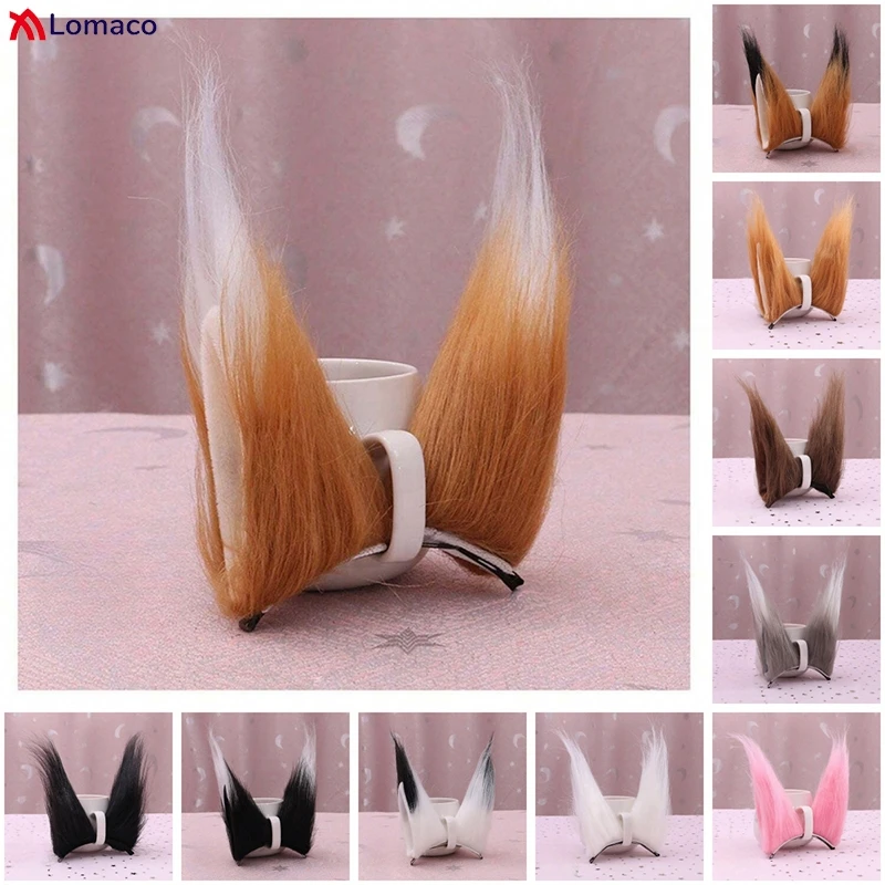 Cute Plush Fox Ear Hairpins Lolita Furry Cat Ears Hair Clips Fluffy Headwear Sweet Lovely Girl Party Props Cosplay Accessories