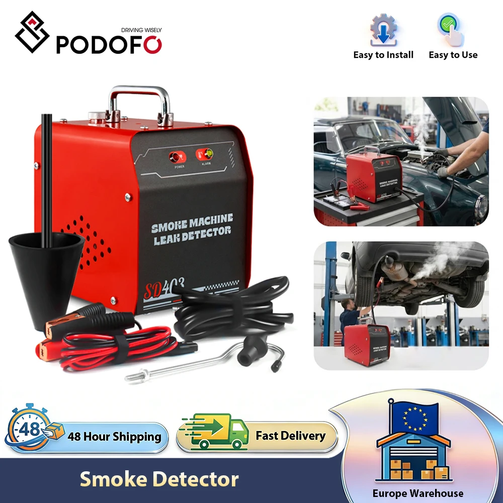 Podofo Automotive Smoke Machine Leak Detector Car Pipe Leakage Tester Built-In Air Pump For Vacuum Fuel Pipeline System Testing