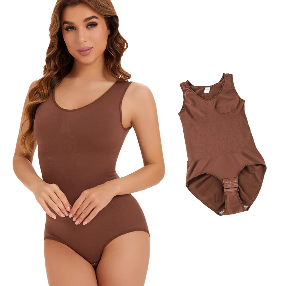 POKARLA Women Slimming Bodysuit Black Brown Color Shapewear Corset Reducing Body Shaper Underwear Tummy Control Panties Briefs