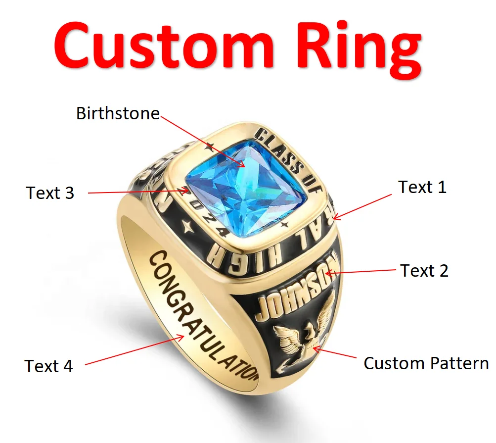 Customized graduation commemorative ring, graduation jewelry gift, boyfriend and girlfriend graduation gift, personalized design