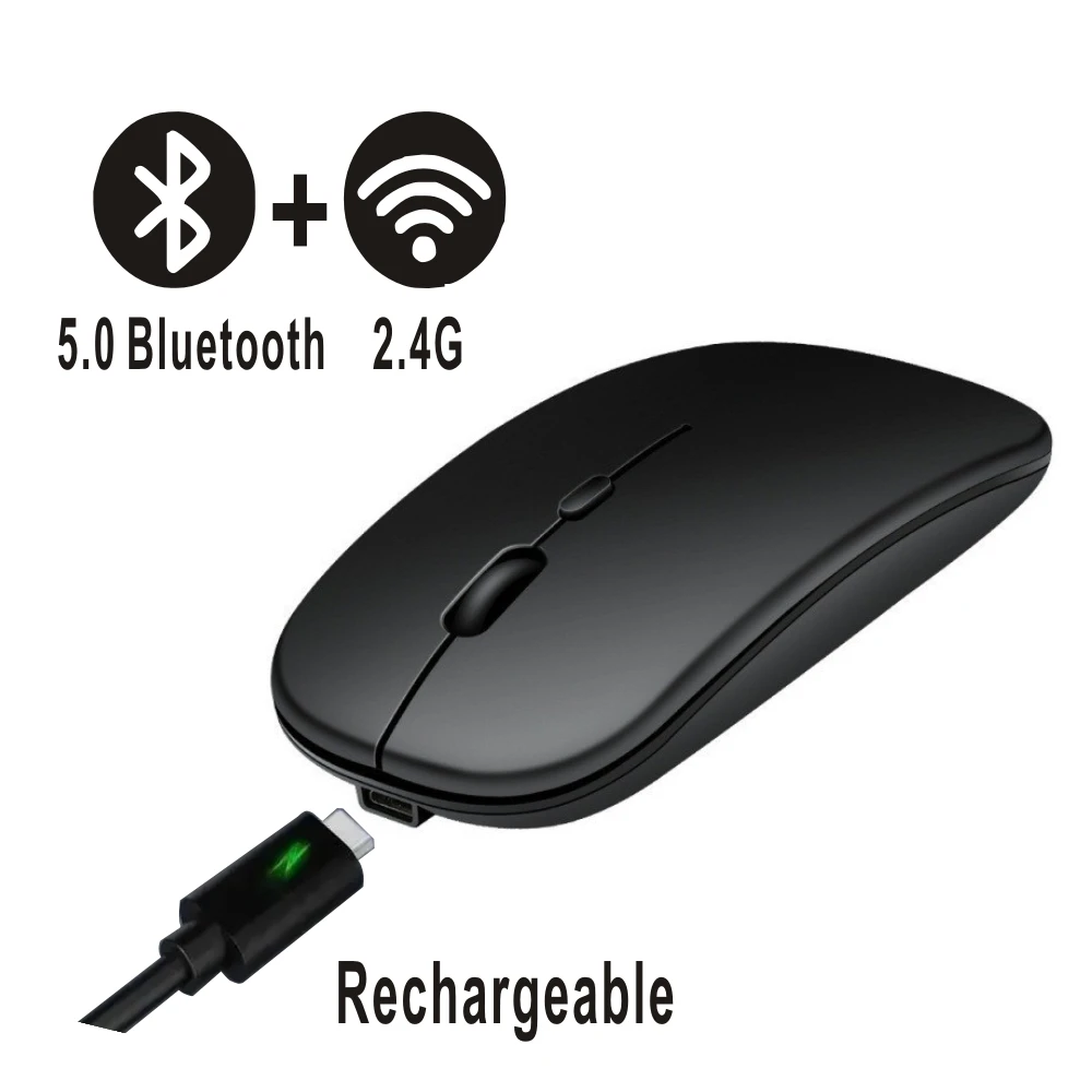 Rechargeable Bluetooth Mouse Wireless Dual Mode Electronics Silent Computer gaming Ergonomic Gamer 2.4 USB for PC Laptops