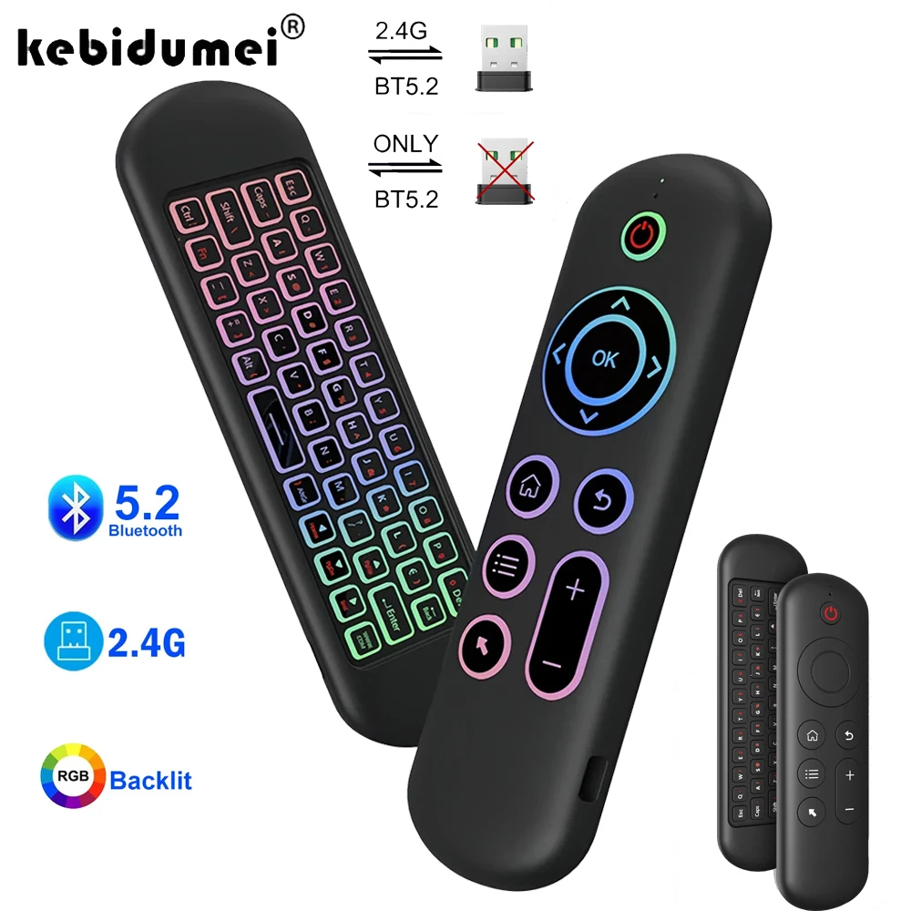 M5 Bluetooth 5.2 2.4GHz Flying Mouse Keyboard Wireless Air Mouse Voice Backlit Remote Control IR Remote Control for PC Android