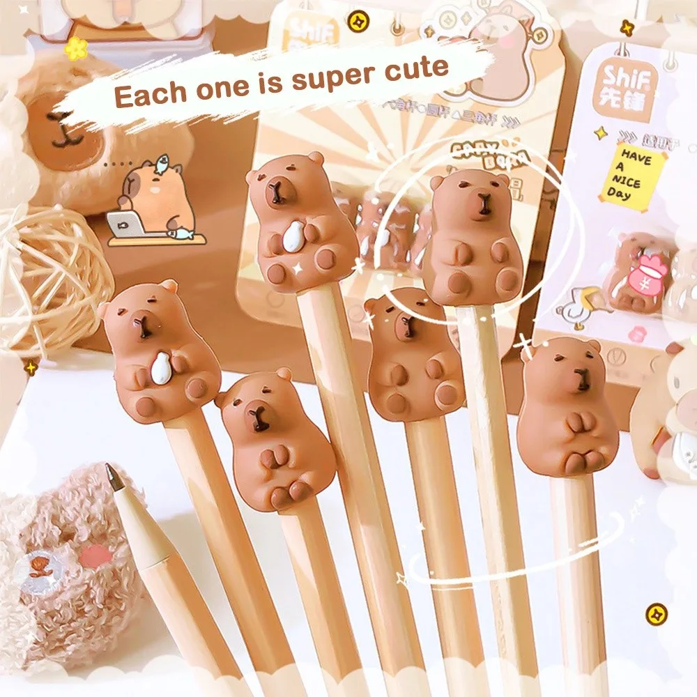 Cat Shape Pencil Nib Protective Cap Correction Stationery Capybaras Pencil Extender 2 in 1 Pen Top Cover Students Gift