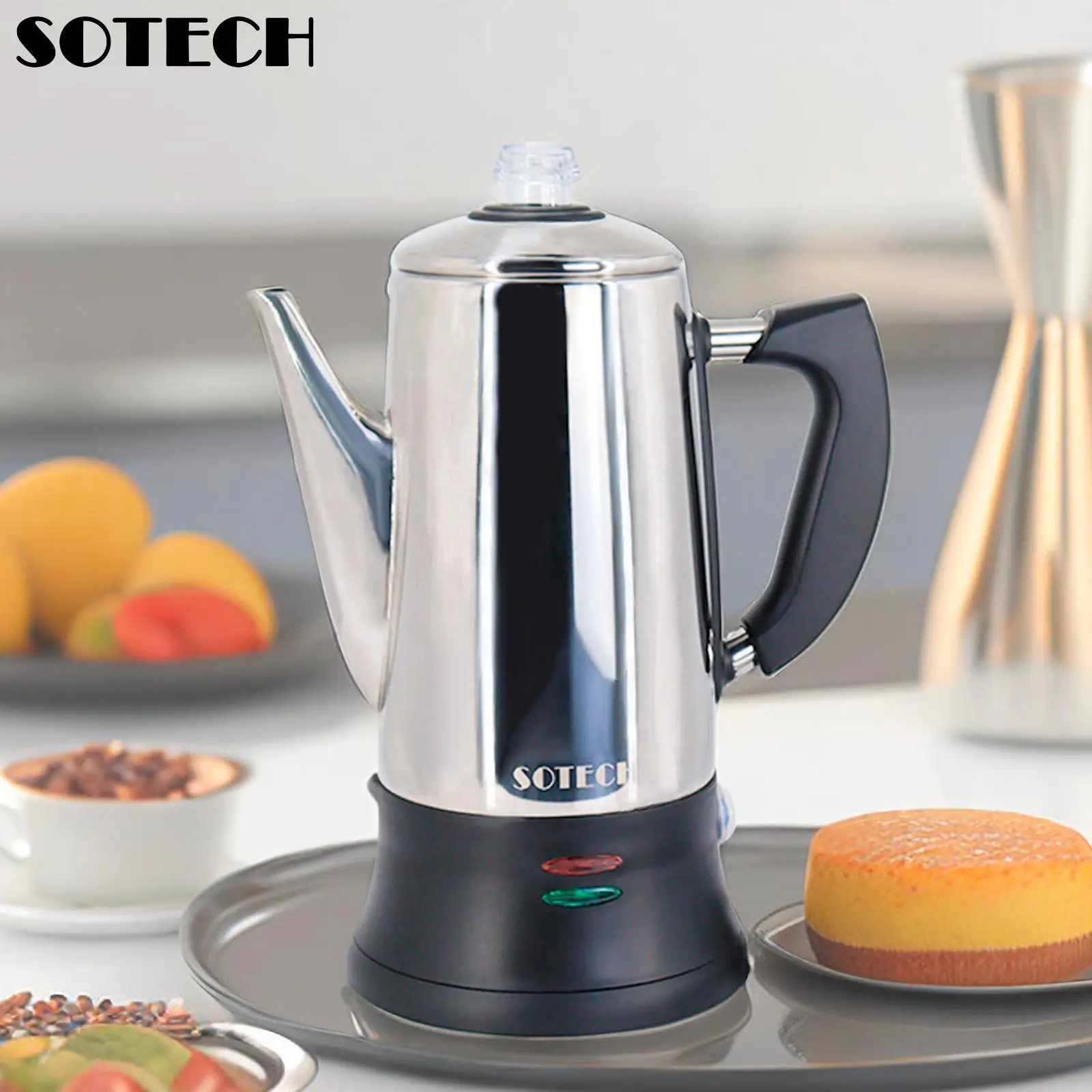 Electric Coffee Kettle 1.8L Coffee Pot Stainless Steel Percolator 110V 220V Electric Coffee Maker Pot 12 Cups Coffee Accessories