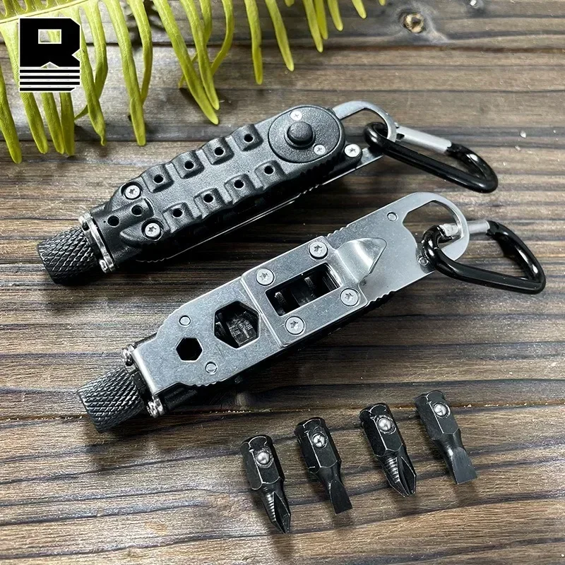 Multifunctional Tool Mini Screwdriver Outdoor EDC Keychain Shape Screwdrivers LED Portable Steel Repair Tool Multi Tool Keychain