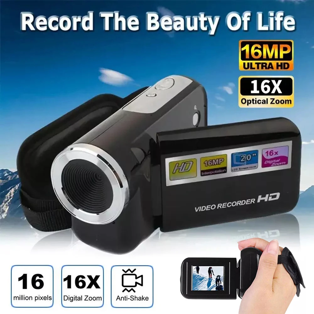 HD Camera 1080P 16MP Digital Camera 2.4 Inch Rotatable Camcorder Video Recorder HD Video Camcorder