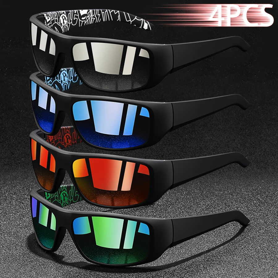 4Pieces Fashion Vintage Eyewear Fishing Cycling Sports Sunglasses Men Women Running Mountaineering Sport Man Sun Glasses