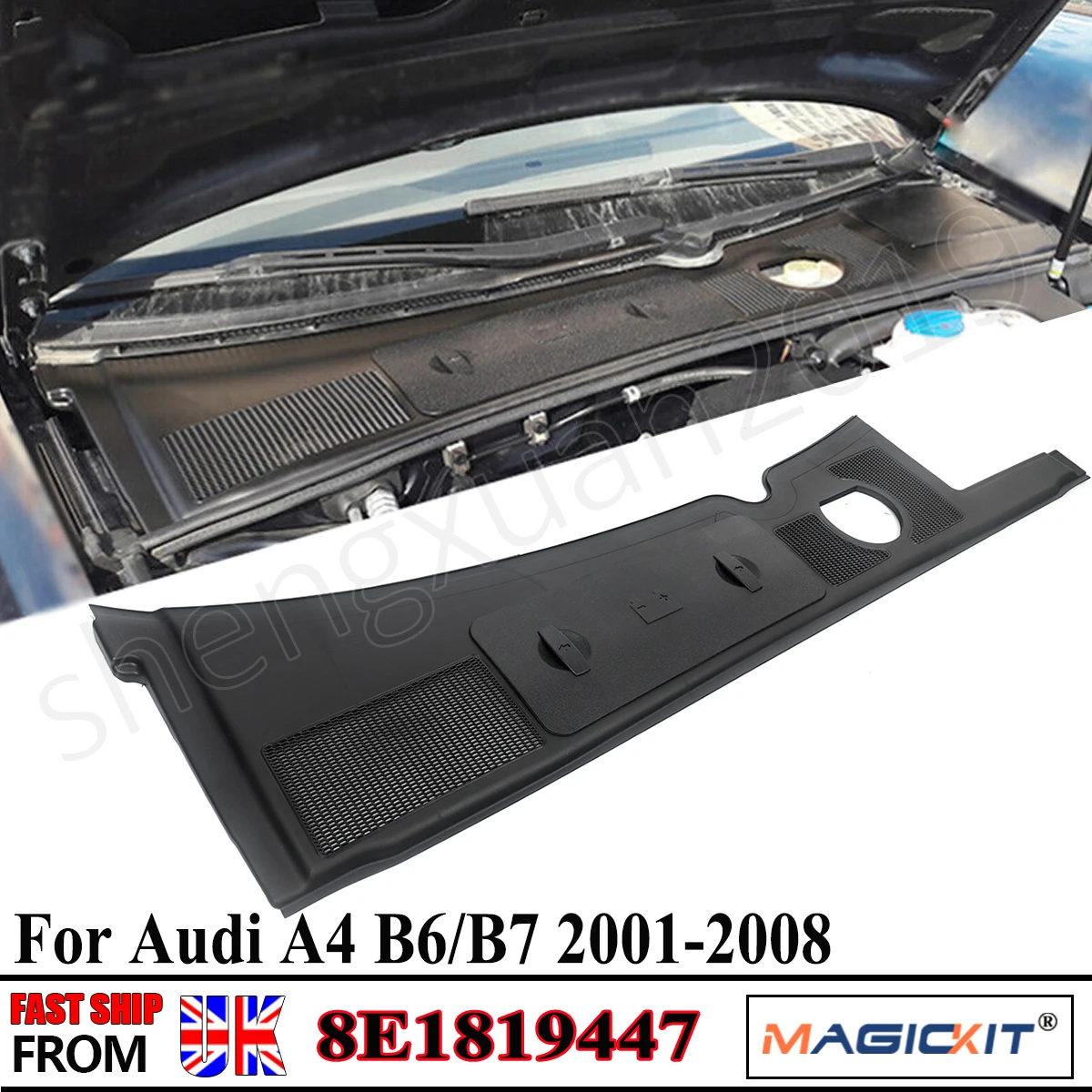 for Audi A4 S4 RS4 8E B6 B7 Sedan Avant Engine Water Deflector Tray & Battery Cover 2001 2022 2023-2008 Replace for 8E1819447