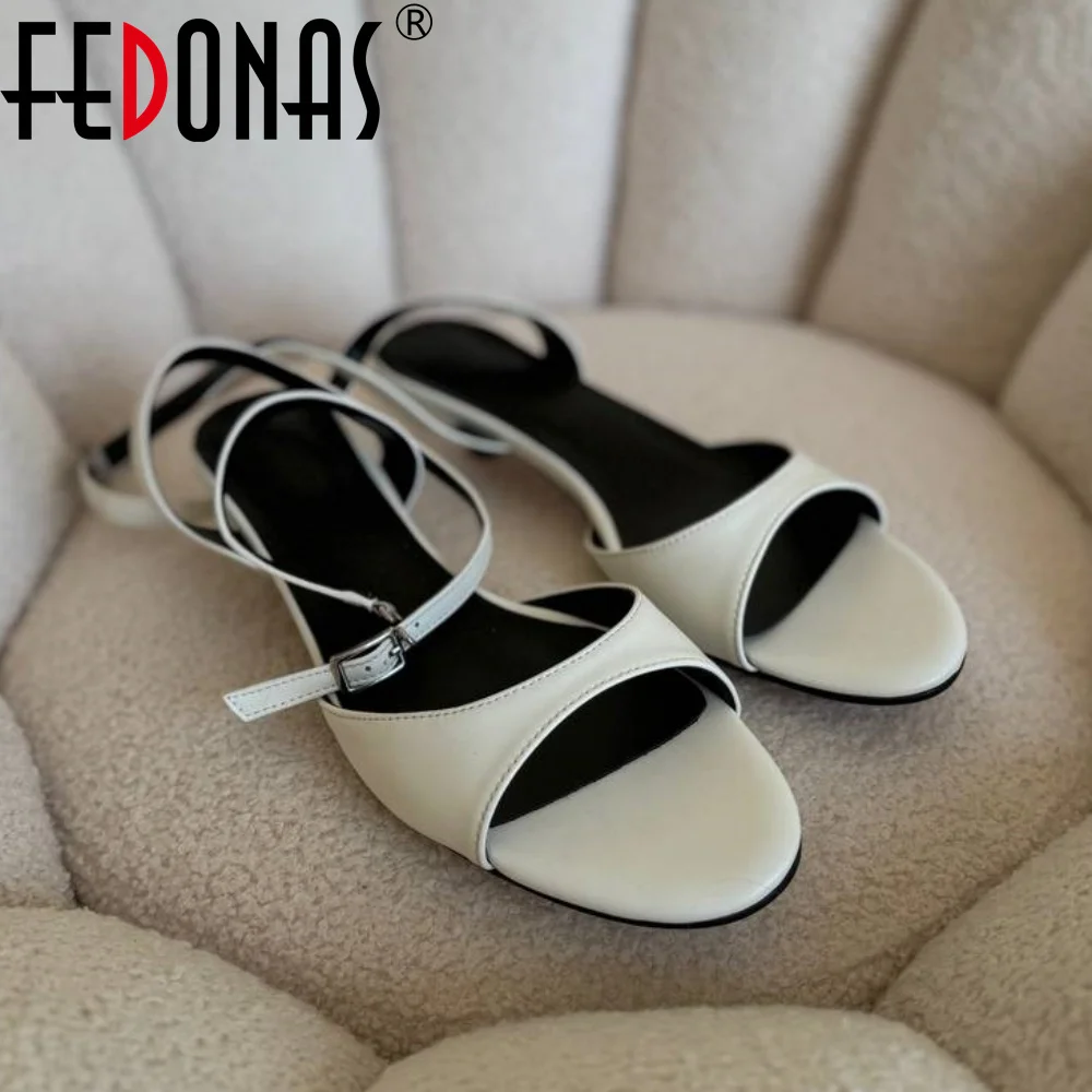 FEDONAS 2026 New Women Genuine Leather Sandals Kitten High Heels Party Wedding Sandals Woman Summer Prom Pumps Red White Yellow