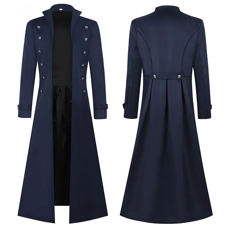 European Medieval Steampunk Retro Gothic Coat Windcoat Coat Victorian Era Uniform Stage Show Medium Long Style
