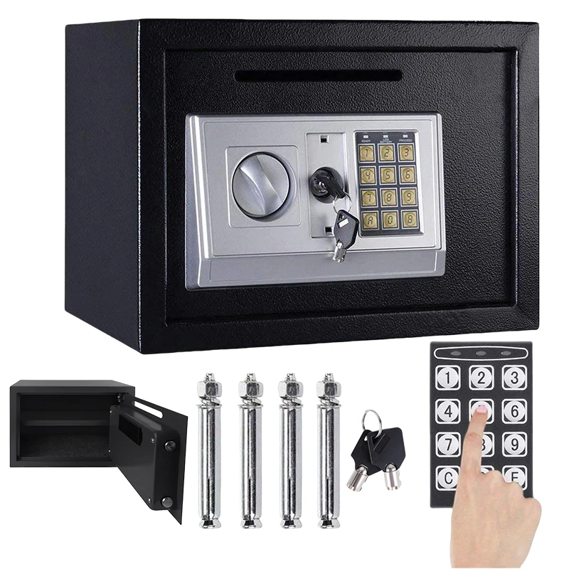 Fireproof and waterproof steel lock safe with key and electronic keypad Anti-theft safe for office hotel cash file storage