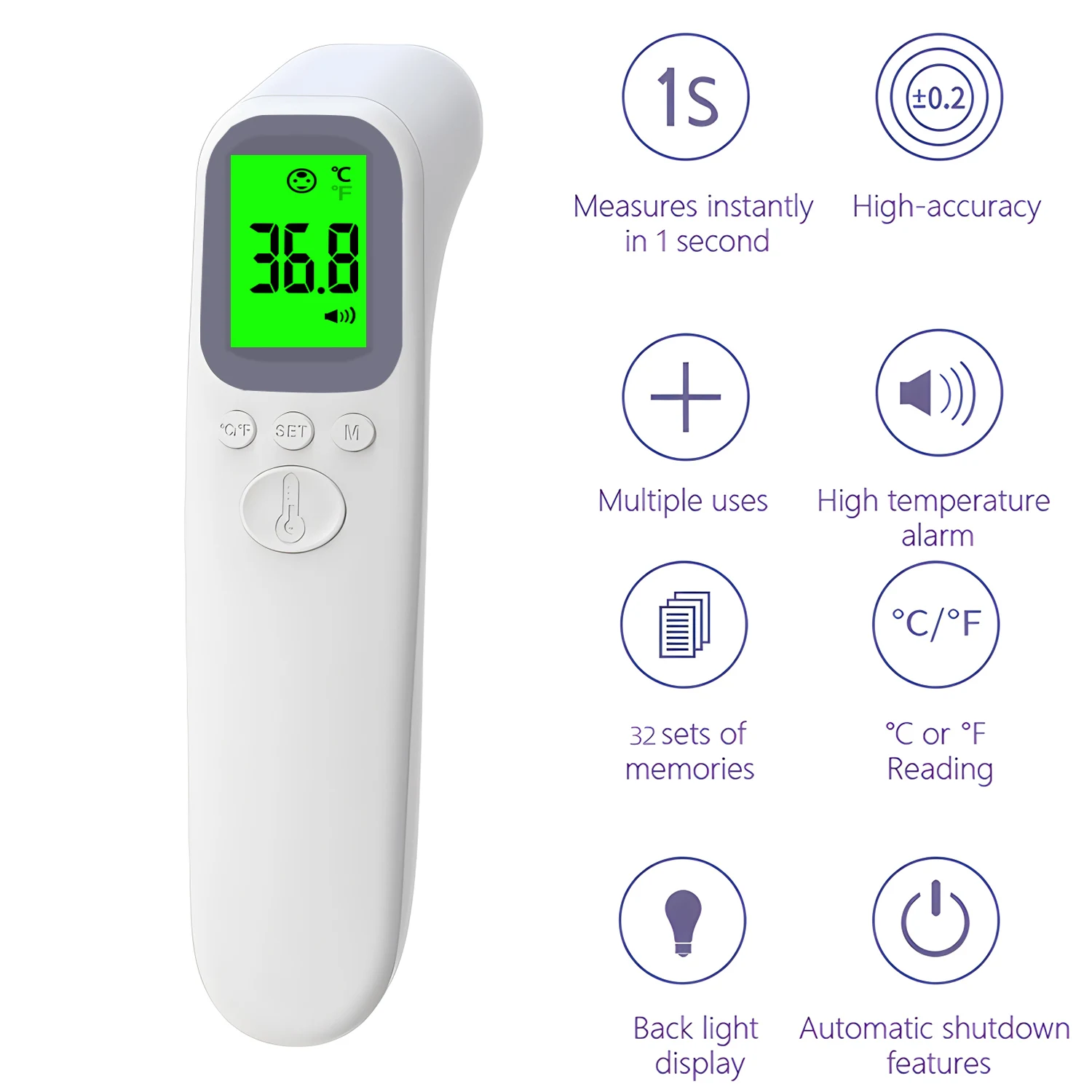 Digital Infrared Fever Thermometer Medical Household Infant Adult Forehead Non-contact Body Temperature Ear Thermometer