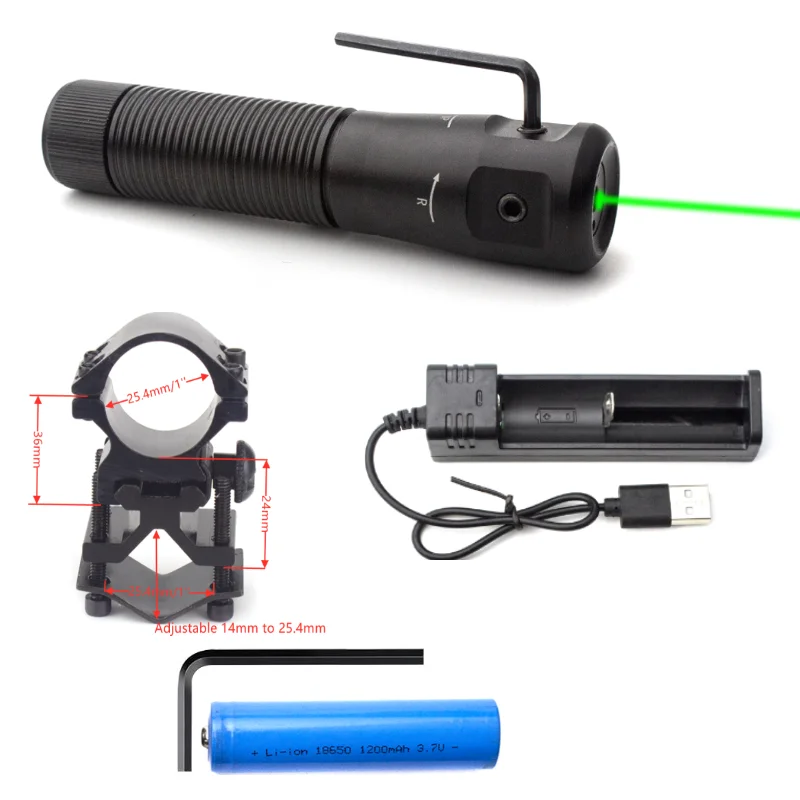 Hunting Green Laser Sight Windage and Elevation Adjustable Tactical Laser Scope Sight