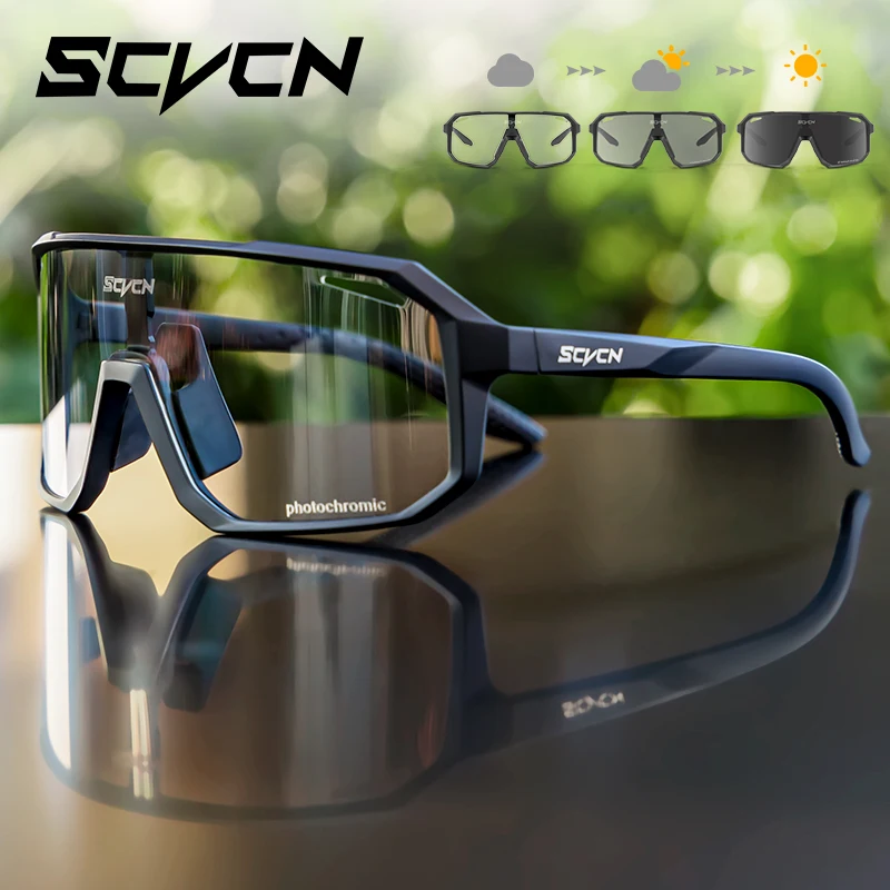 SCVCN New Riding Cycling Sunglasses Outdoor Sports Running Goggles Men's Mtb Bicycle Glasses Women Cycling Eyewear 1 Lens