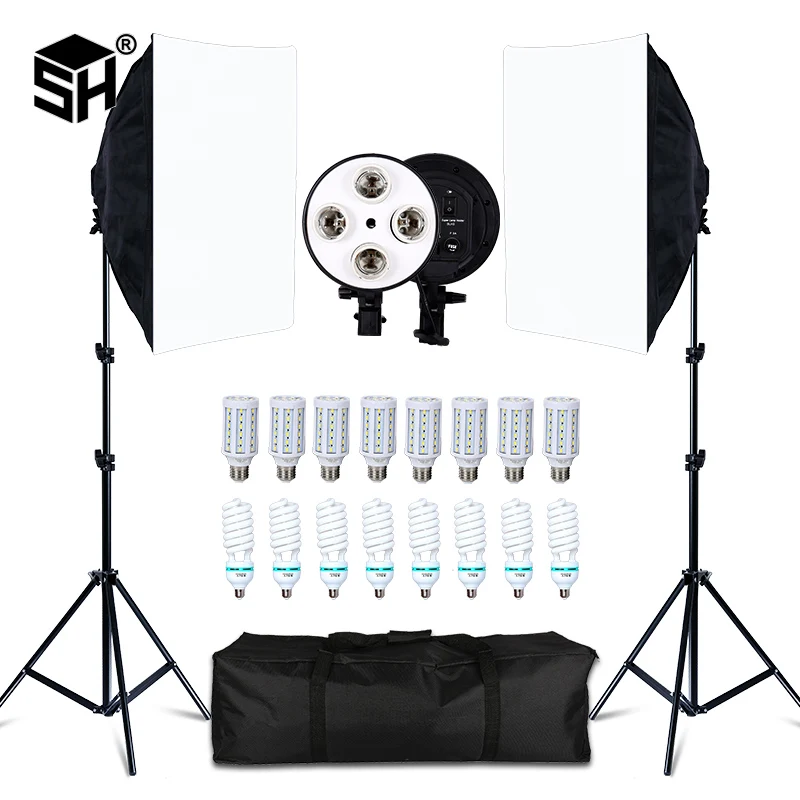 Photography 50x70CM Four Lamp Softbox Kit Continuous Lighting System Soft Box Accessories Photo Studio Equipment