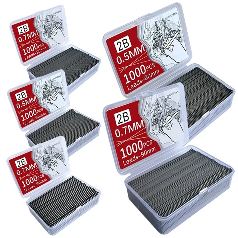 2000-100Pcs Mechanical Pencil Lead Core Refills 0.5/0.7mm Large Capacity Replaceable Pencil Refill for Student Office Stationery