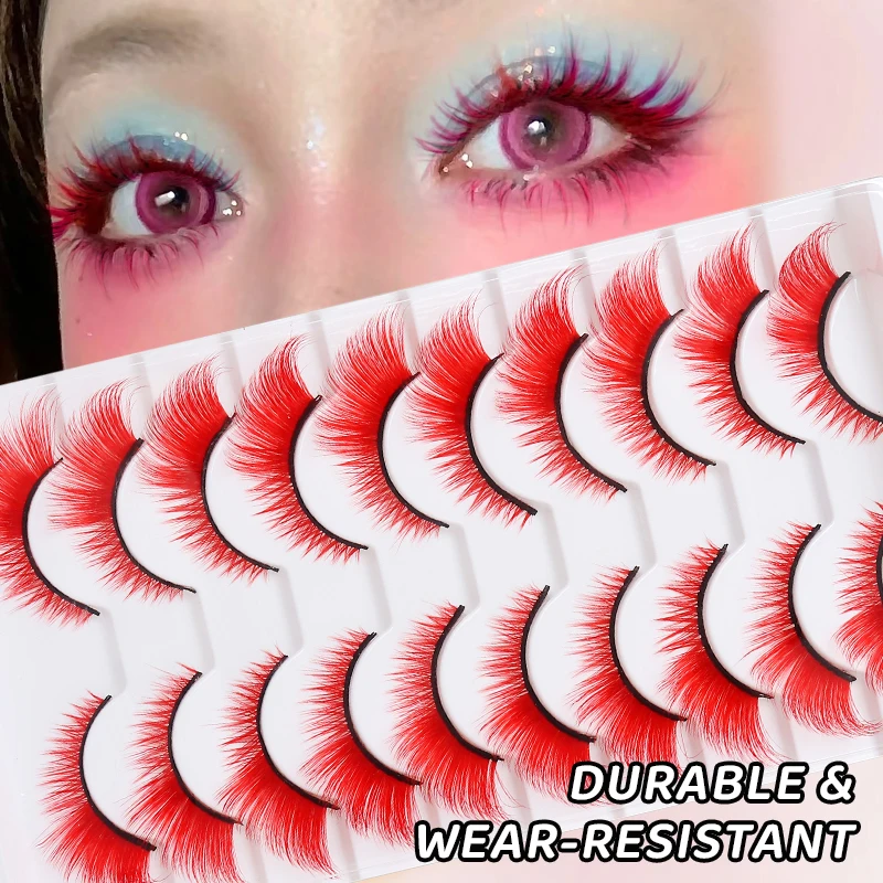 DINGSEN Colorful Lashes Fake eyelashes DIY Lashes Blue Red Pink Colored Eyelash False Eyelashes Natural Stirp Eyelashes Cosplay