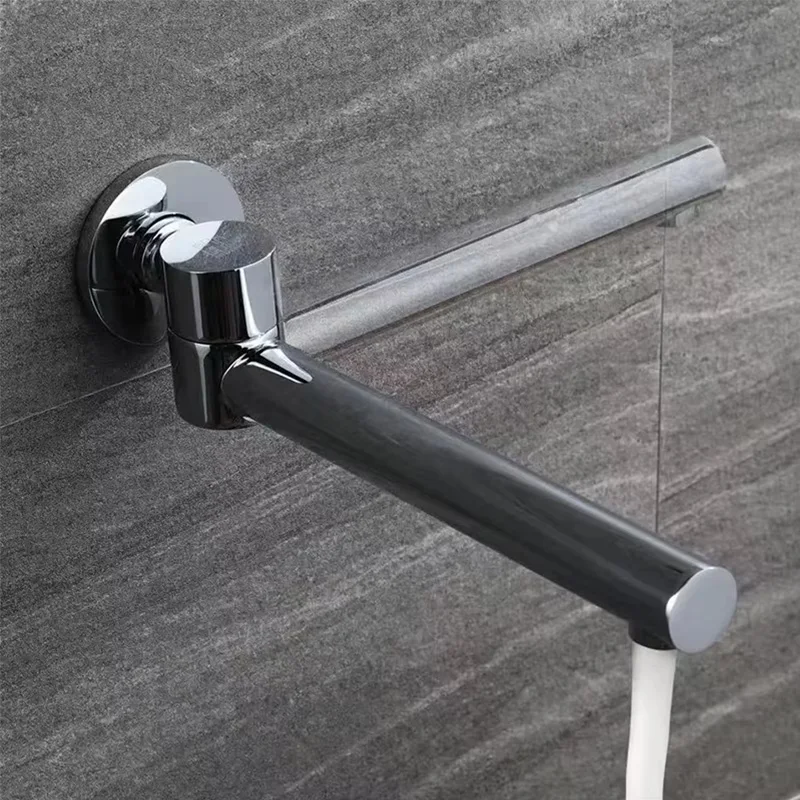 Bourdillat Round folding nozzle bathtub stainless steel wall mounted bathtub faucet shower