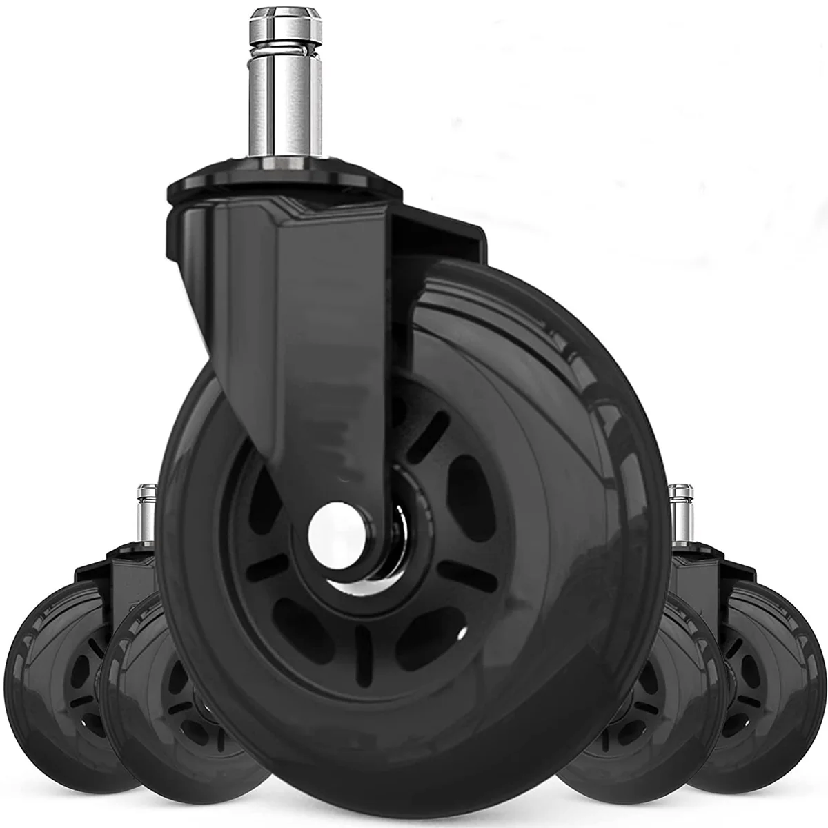 Office Chair Caster Wheels Set of 5 for Tile, Hardwood Floors and Carpets, Universal Fit for Most Chairs